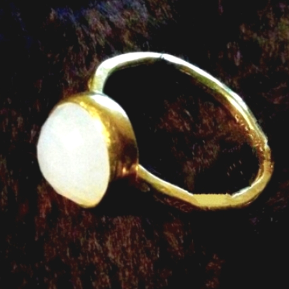 22k Gold Vermeil Solid 925 Sterling Silver Core Turkish Artisan Ring White Stone